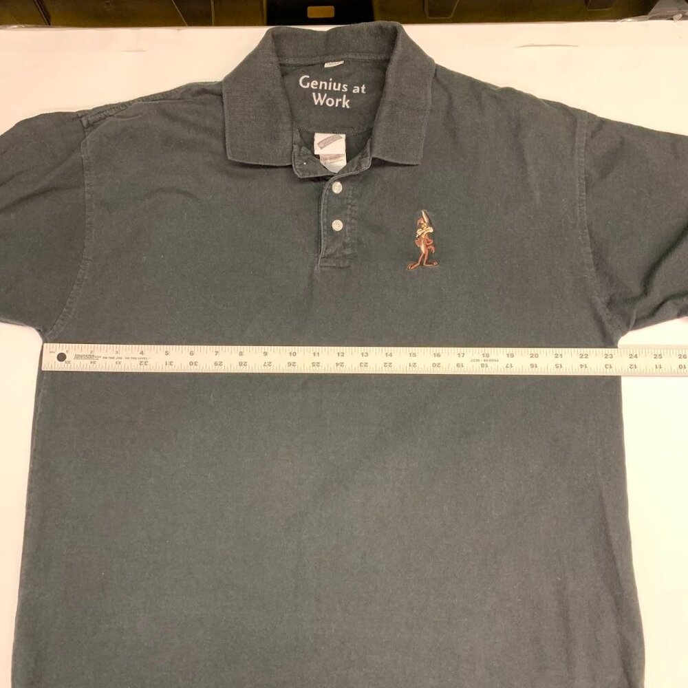 Warner‎ Brothers Men's Vintage Wile E Coyote Genius at Work Polo Shirt Size L - Picture 10 of 12
